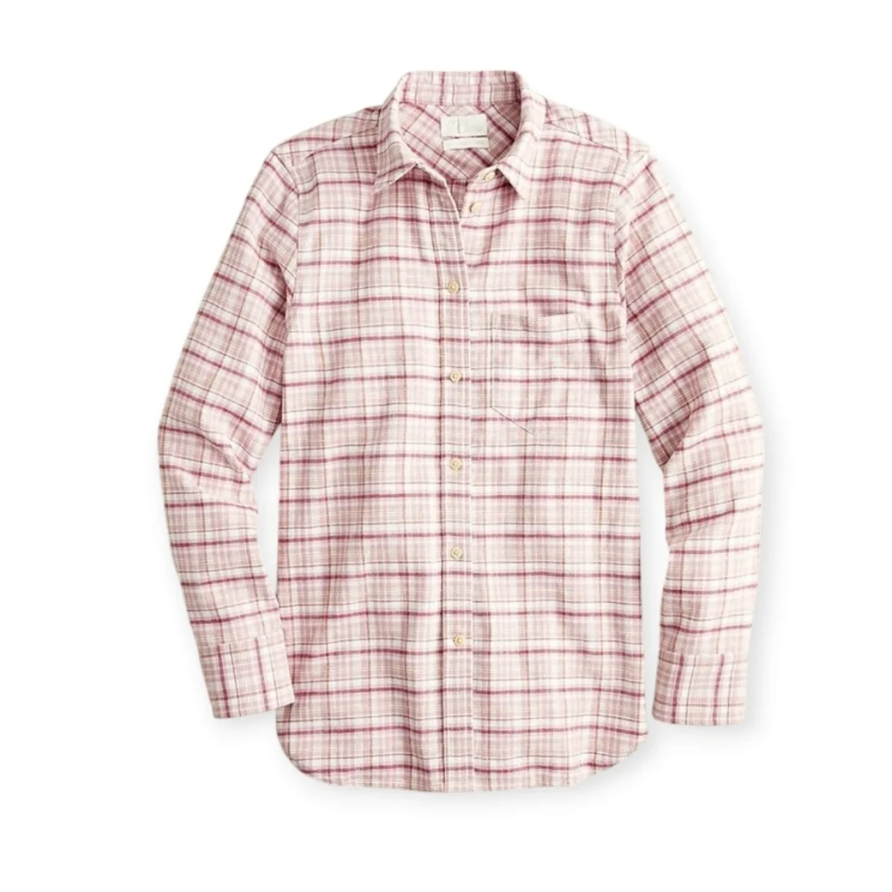 J.‎ Crew Women's Classic-Fit Shirt in Blush Flannel Plaid Size 4